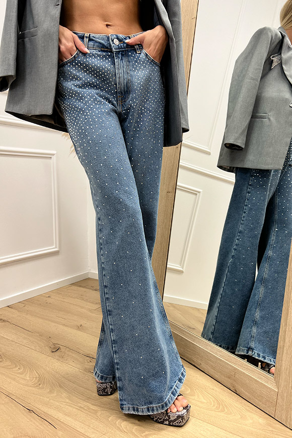 Haveone - Jeans Tokyo blu denim con strass