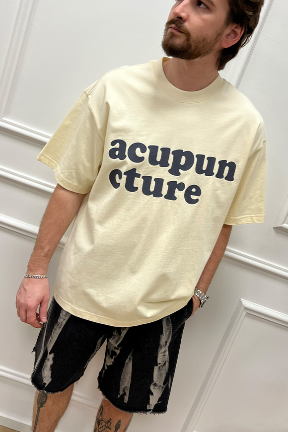 Acupuncture - T shirt crema con stampa logo frontale
