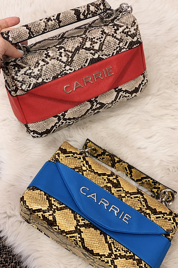 La Carrie - Medium yellow / blue Zambesi python bag
