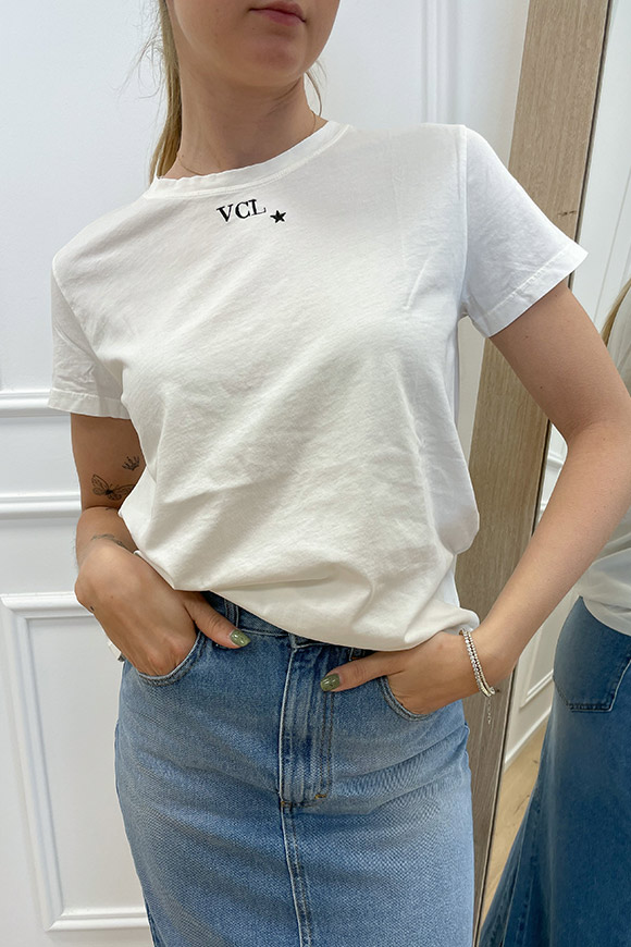 Vicolo - T shirt bianca ricamo VCL
