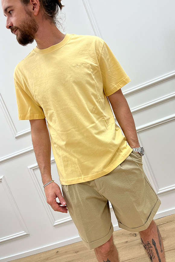 Anerkjendt - T shirt limone basica con logo in tono ricamato