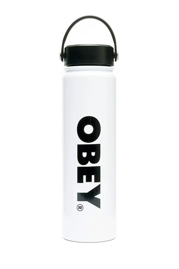 Obey - Borraccia termos bianca con logo in nero