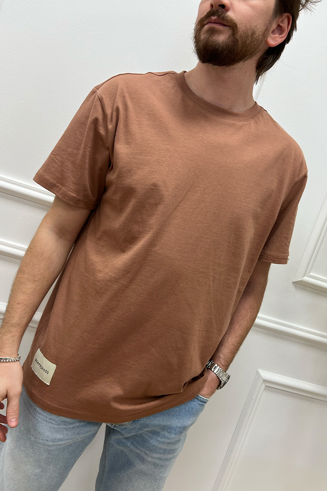 Anerkjendt - T shirt cognac basic con patch logo