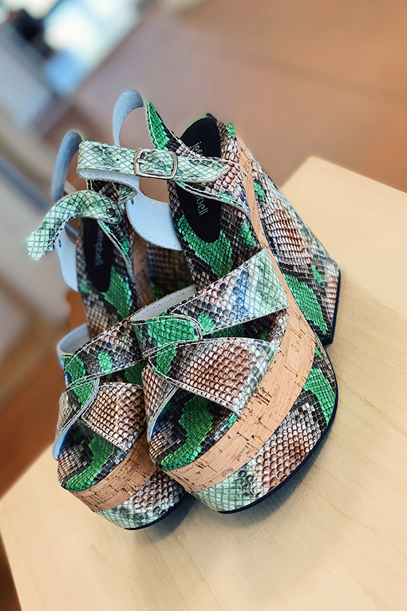 Jeffrey Campbell - Paloma green pythonate wedges with wood