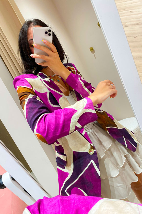 Vicolo - Butter and purple oversized jacket
