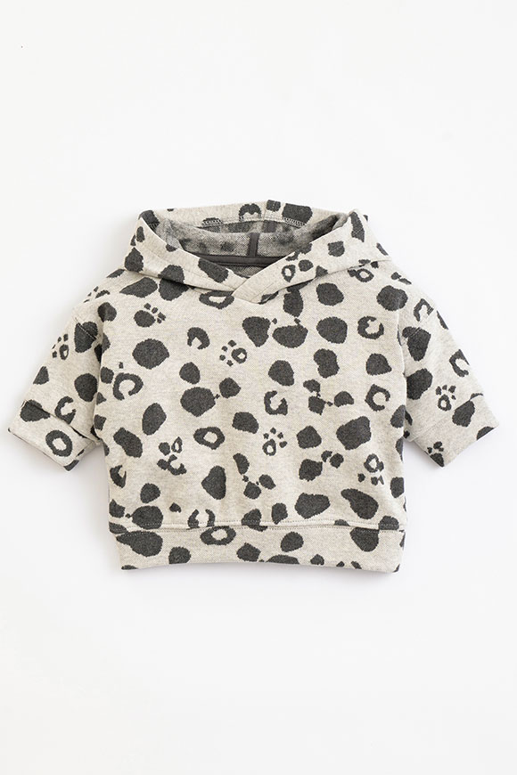 Play Up - Gray sweater with hood in Mirò pattern