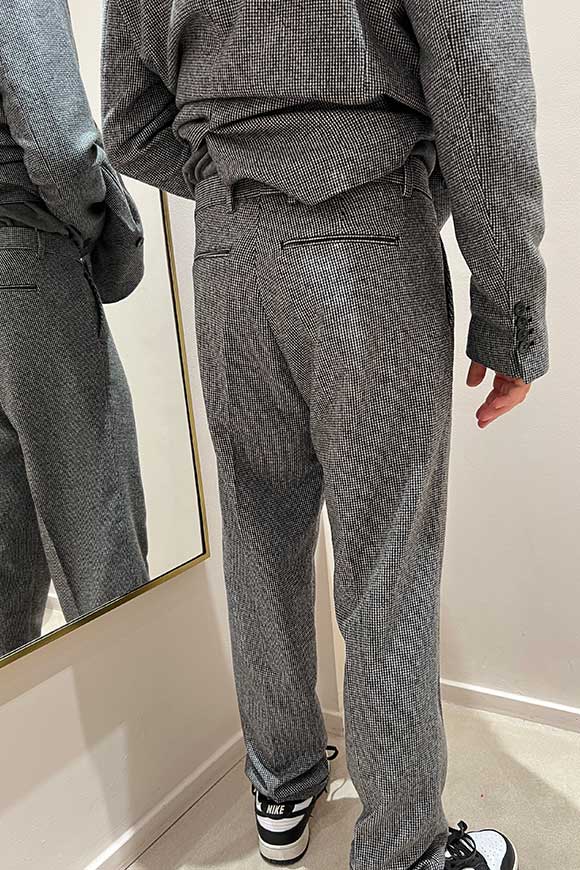 I'm Brian - Pantaloni pied de poule grigio e nero in misto lana