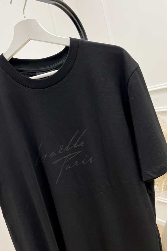 Gaelle - T shirt nera con logo centrale nero