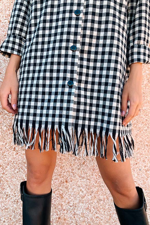 I am - Black and white checked jacket with fringes