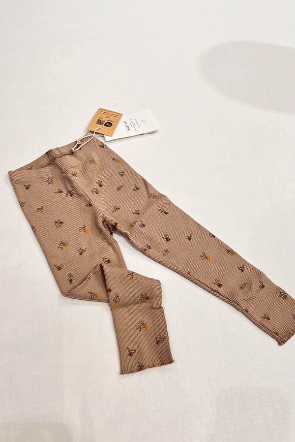 Play Up - Leggings beige a costine con stampa api
