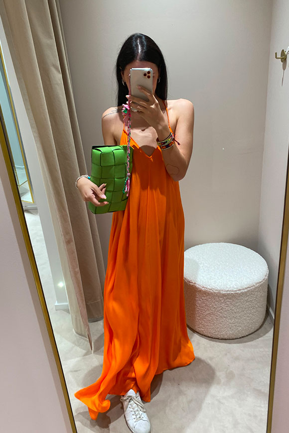 Vicolo - Vestito arancio lungo con scollo profondo