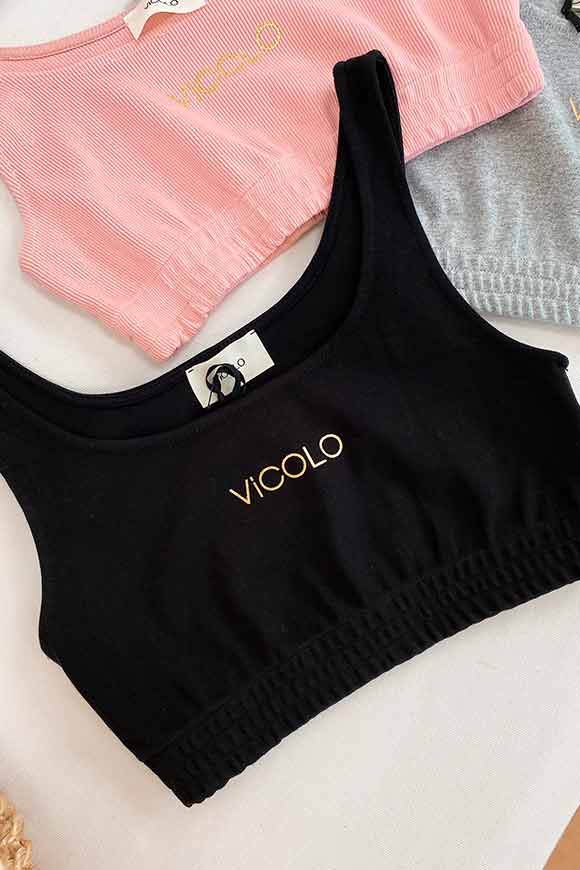 Vicolo - Black sports top with gold logo