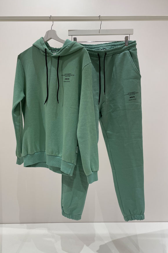 Berna - Mint sweatshirt with logo and ribbons in contrast with hood