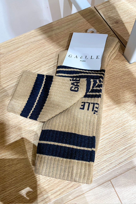 Gaelle - Brown sock with black bands and logo