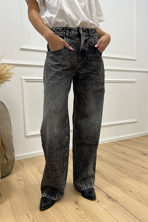 Icon Denim - Jeans "Bea" wide leg grigio