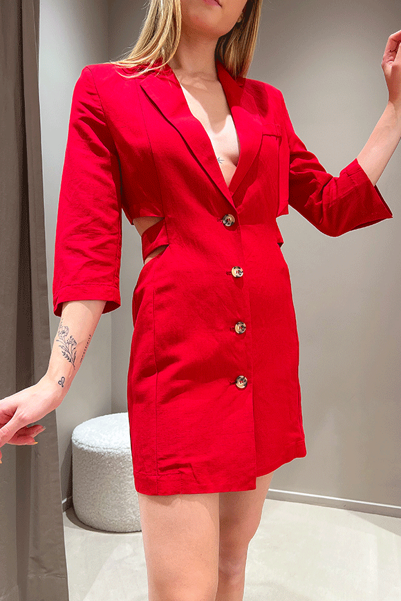 Vicolo - Vestito rosso cut out in lino