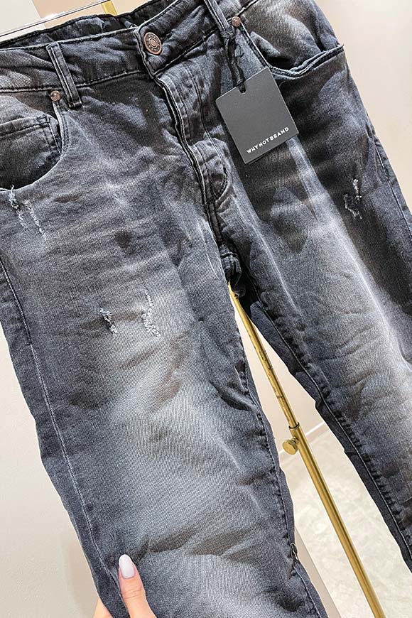 Why not brand - Jeans nero slavato con rotture slim fit