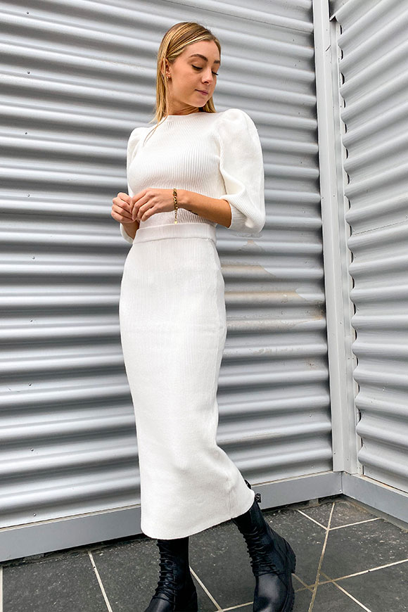 Glamorous - White longuette ribbed skirt