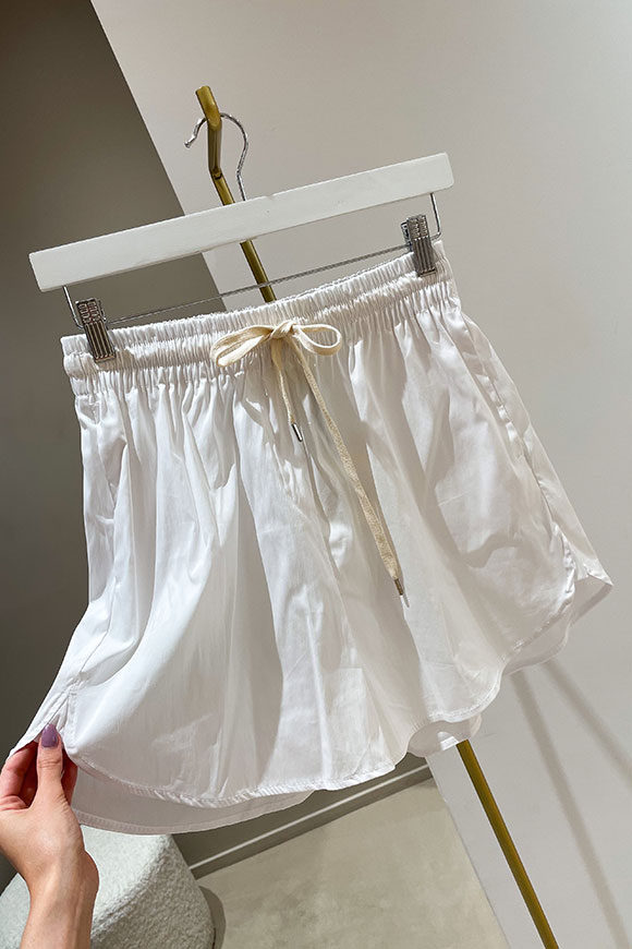 Vicolo - Shorts bianco in cotone con coulisse