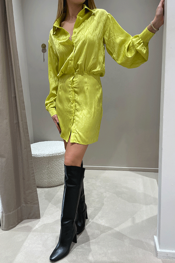 Glamorous - Vestito jacquard lime stile chemisier con bottoni
