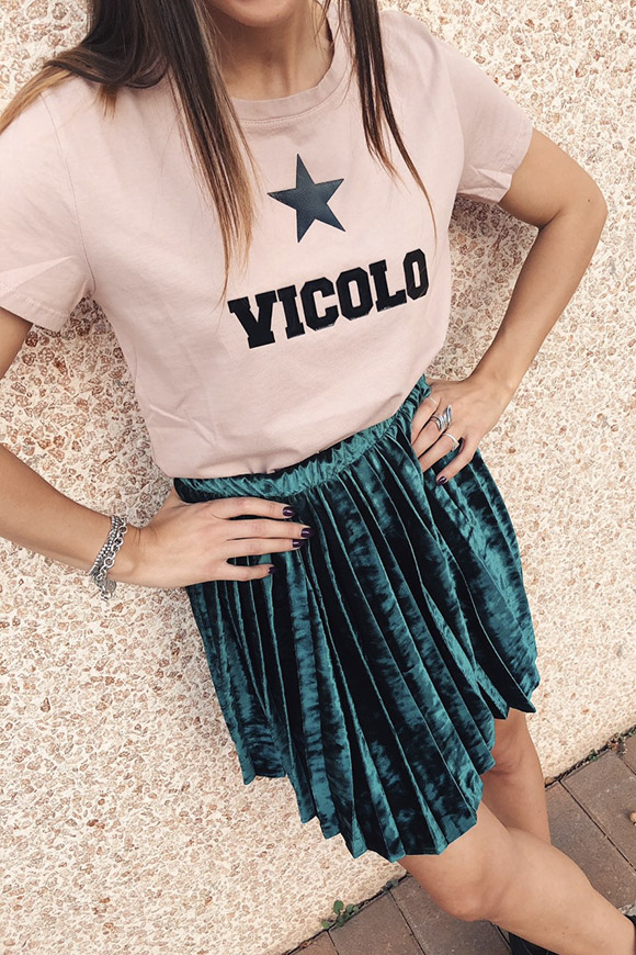 Vicolo - Green pleated velvet skirt
