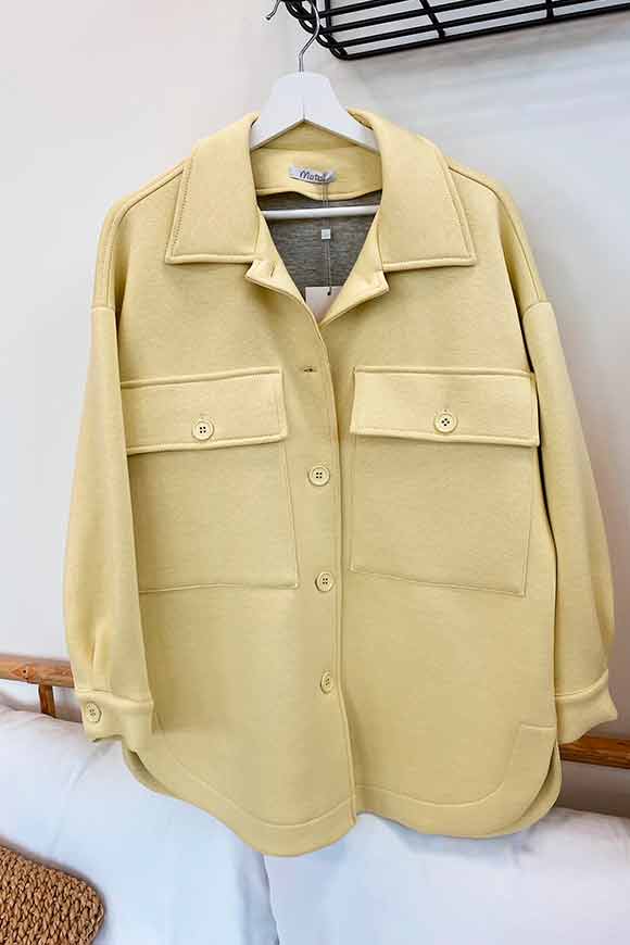 Motel - Pastel yellow shirt jacket in neoprene