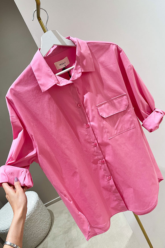 Vicolo - Camicia rosa baby in cotone con taschino