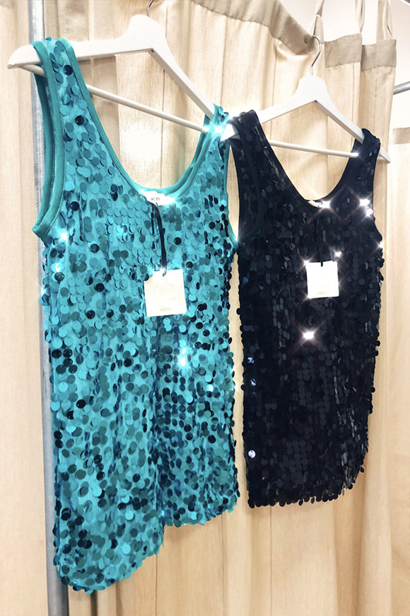 Vicolo - Tank top in green water sequins