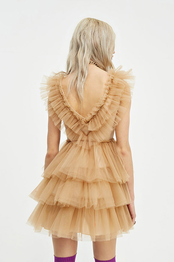 Aniye By - Rouches nude tulle dress