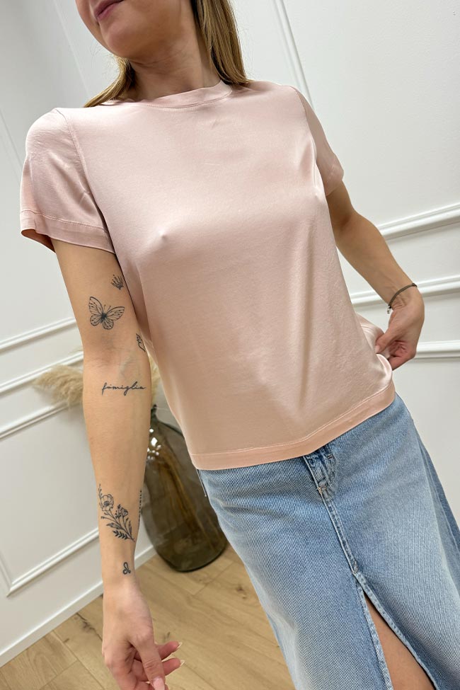 Haveone - Blusa rosa in raso stretch