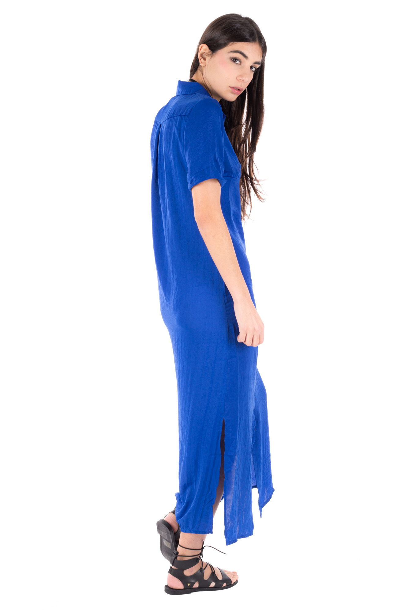Glamorous - Long blue dress with front buttons