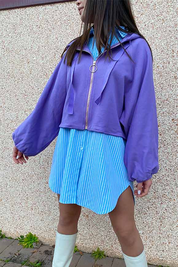 Motel - Lilac sweatshirt with zip and balloon sleeve