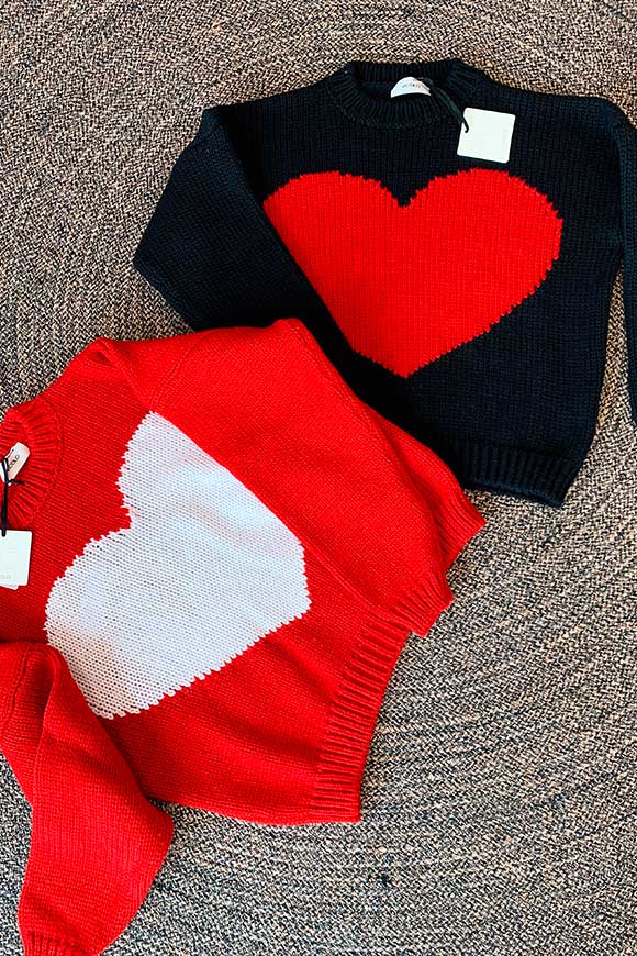 Vicolo - Red black heart sweater