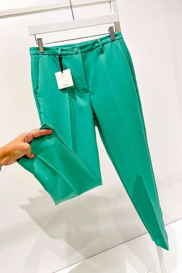 Vicolo - Pantaloni verde acqua a sigaretta in tessuto tecnico