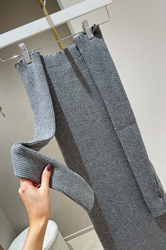 Haveone - Vestito tubino grigio con manicotti in maglia