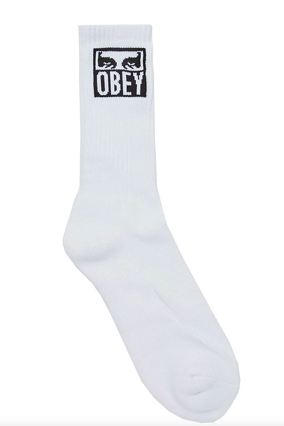 Obey - Calzino bianco logo stampato nero in contrasto