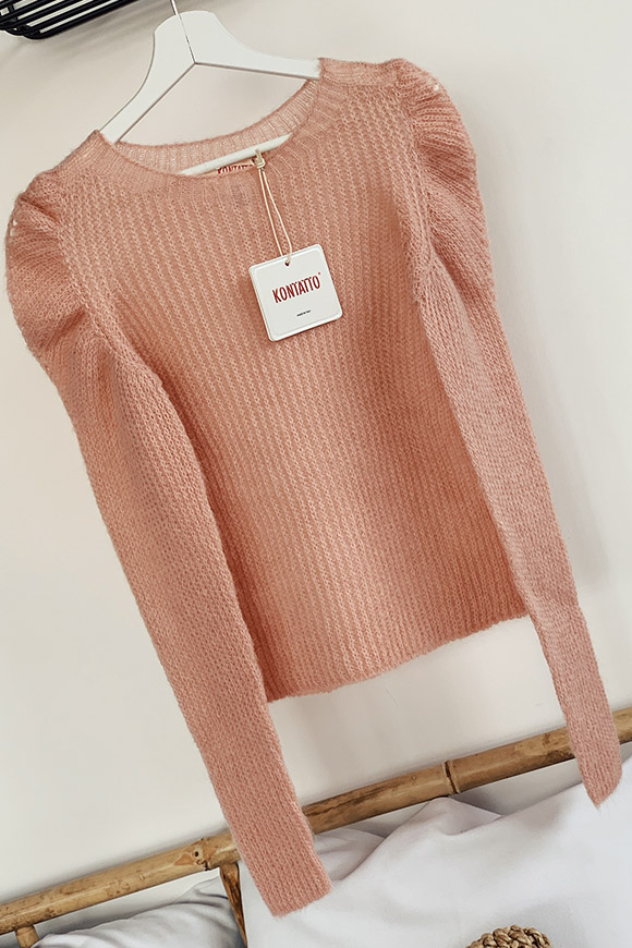 Kontatto - Nude mohair sweater with gathered shoulders