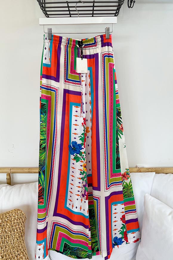 Vicolo - Pantalone a palazzo in fantasia foulard multicolor
