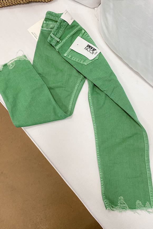 Vicolo - Jeans Kate verde a sigaretta sfrangiato