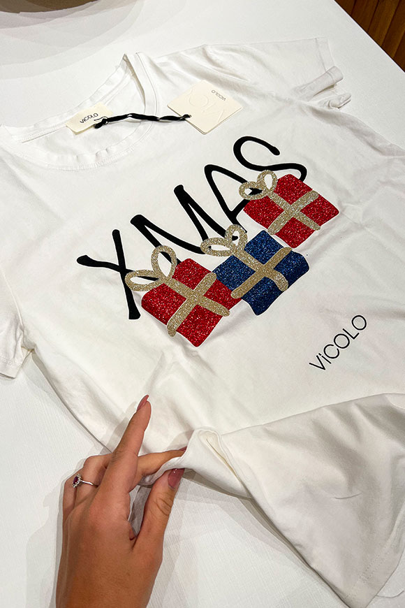 Vicolo - T shirt "XMAS" con pacchetti regalo