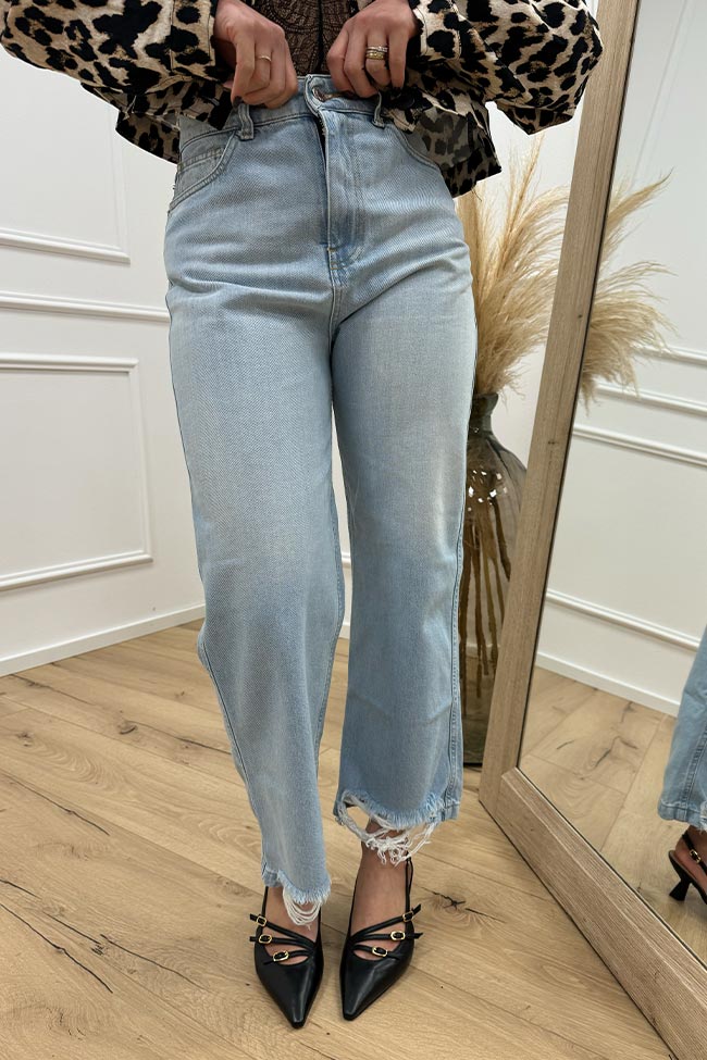 Vicolo - Jeans Kate lavaggio chiaro fit cropped con rotture