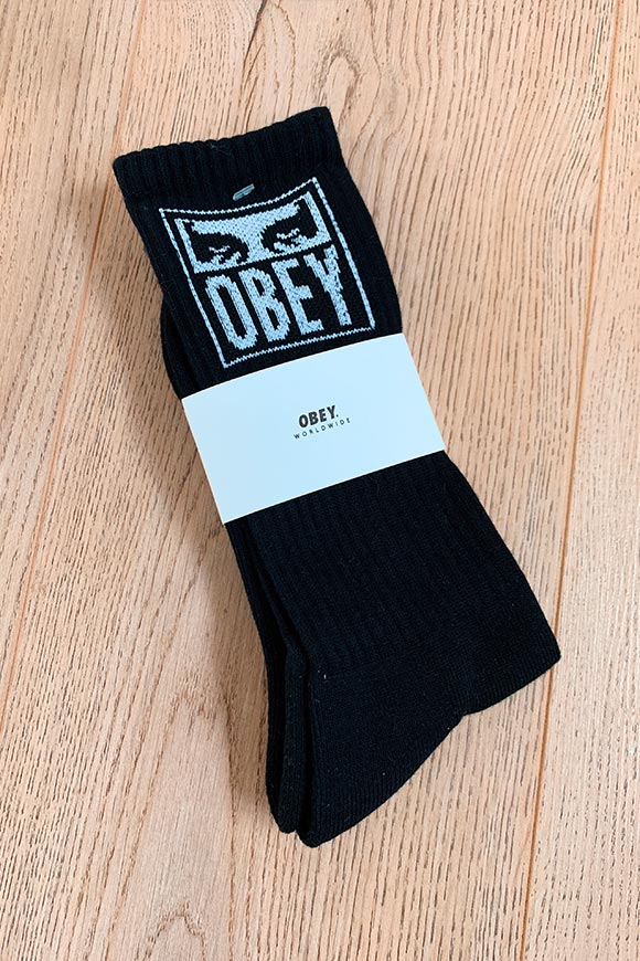 Obey - Black terry socks with Eyes logo