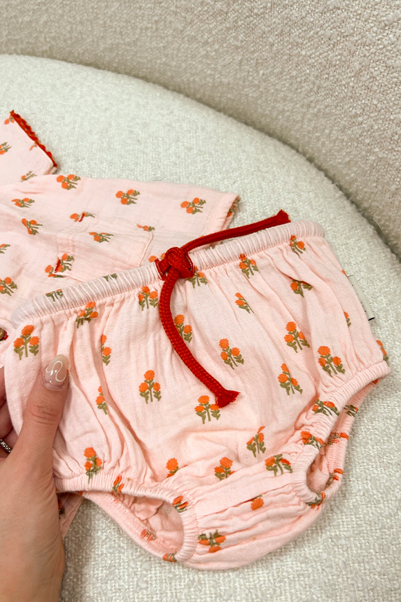 Piupiuchick - Pantaloncini baby rosa chiaro con fiori