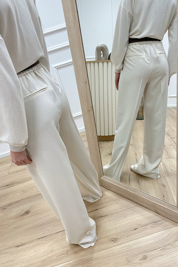 Haveone - Pantaloni panna dritto con elastico sul retro