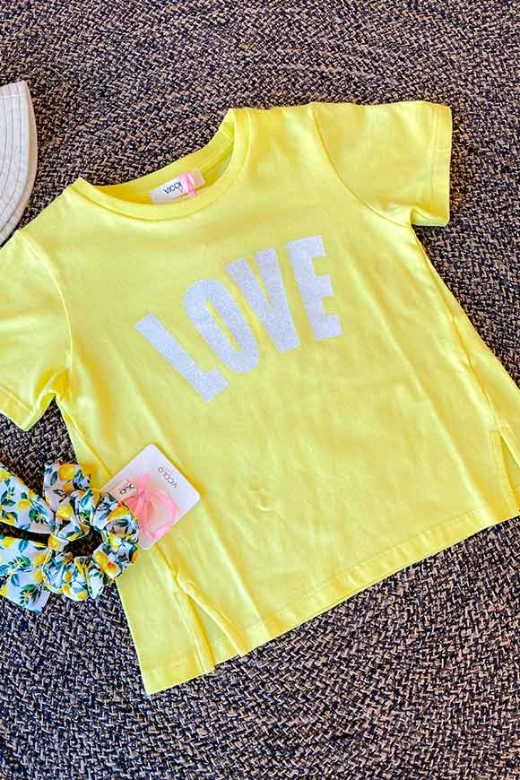 Vicolo Bambina - T shirt gialla stampa Love