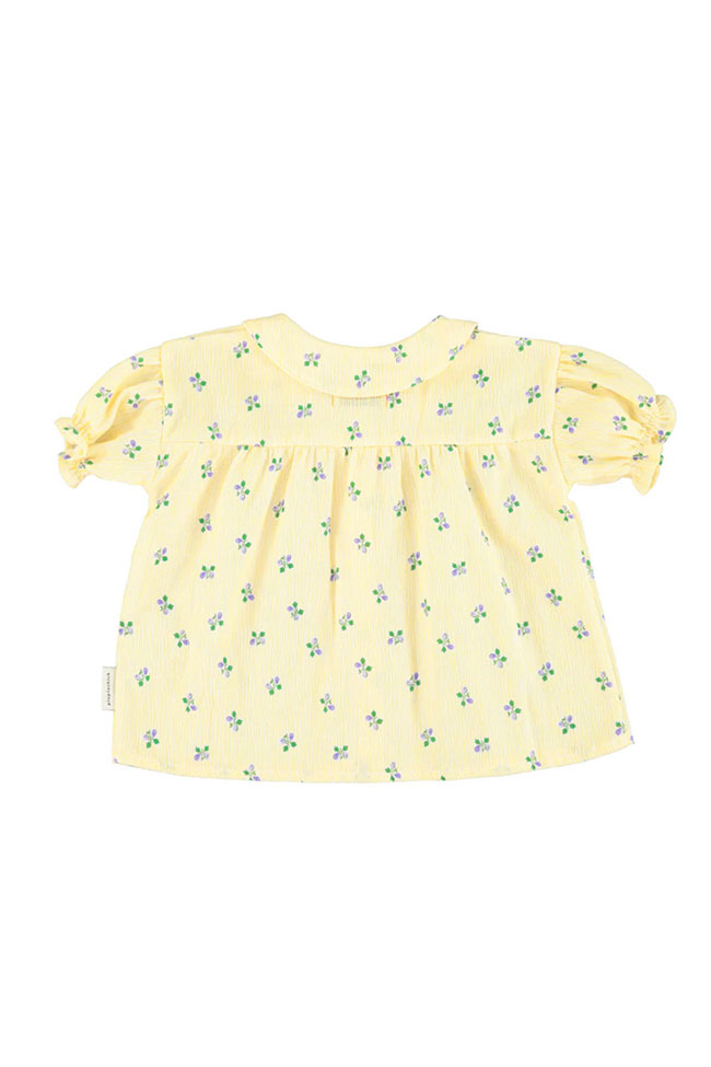 Piupiuchick - Blusa gialla con fiorellini e bottoni