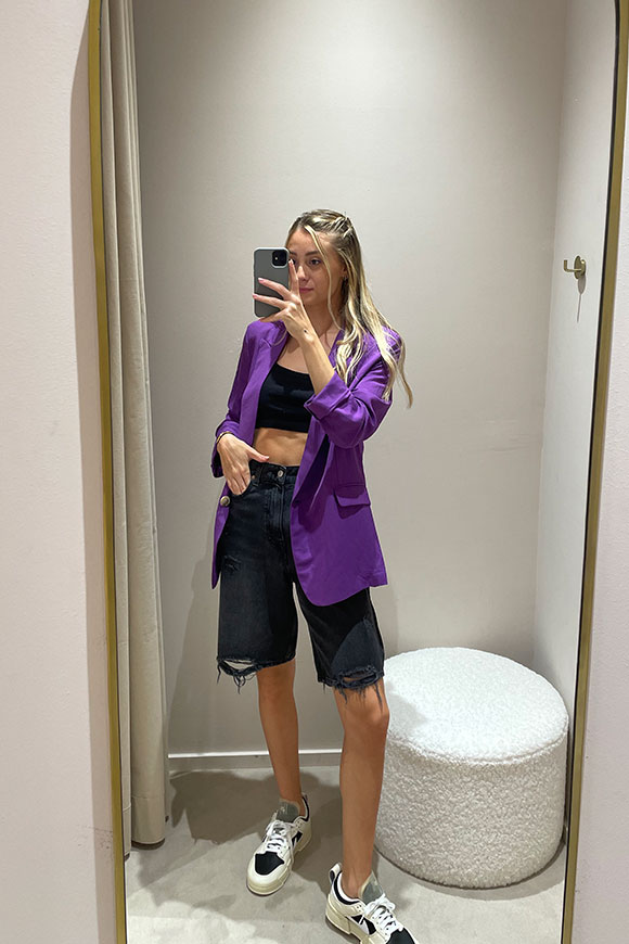 Vicolo - Purple single-breasted jacket in linen