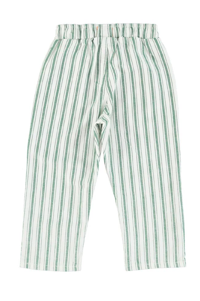 Piupiuchick - Pantaloni in canvas rigati verde e bianchi