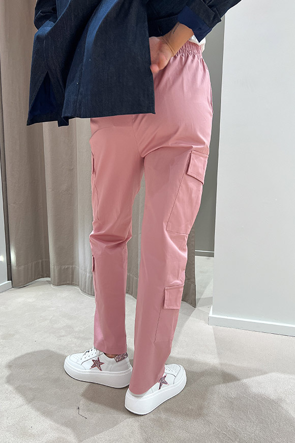 Tensione In - Pantaloni rosa in cotone con elastico