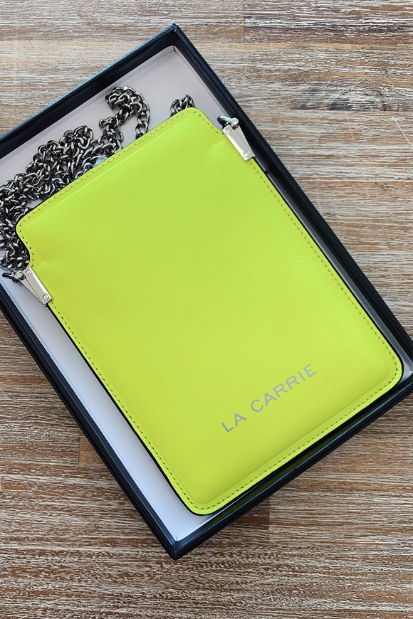 La Carrie - Yellow mobile phone bag with chain